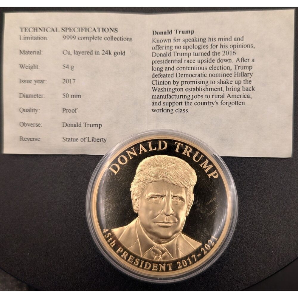 Donald Trump 45th President 2017 Proof Round – America Mint – COA & 54g